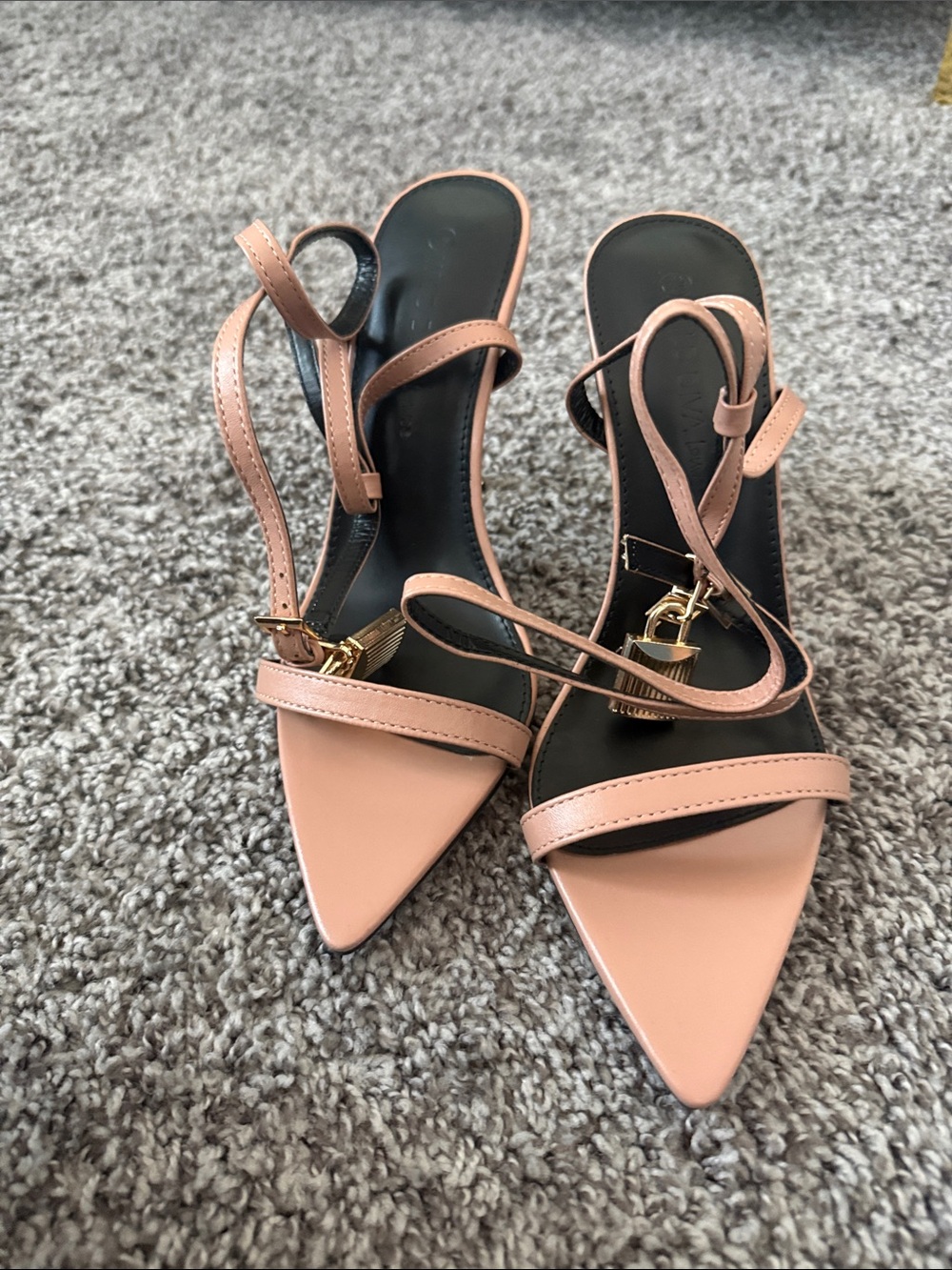 Women's Pink Pointed Toe Ankle Strap Heels